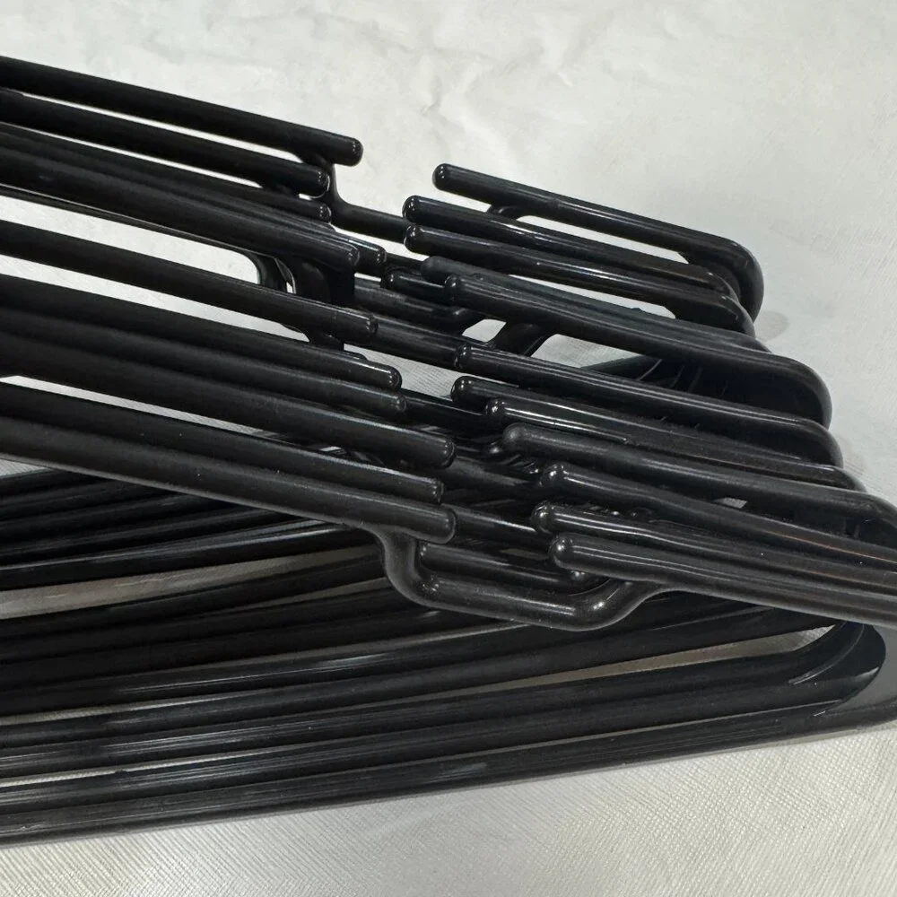 LOT of 26 Black Plastic Notched Tubular Hangers Lightweight Standard Size